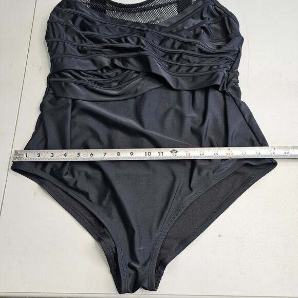 Adore Me One Piece Swim Womens Plus Size 2X Black Lilinoe Contour Plus Fishnet - Picture 13 of 16